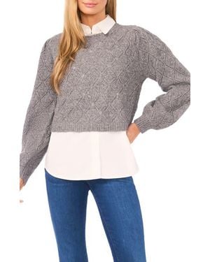 Ted Baker Pointelle Mixed Media Sweater - Gray