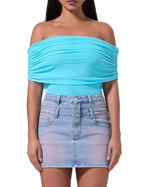AFRM Divya Off The Shoulder Bodysuit - Blue