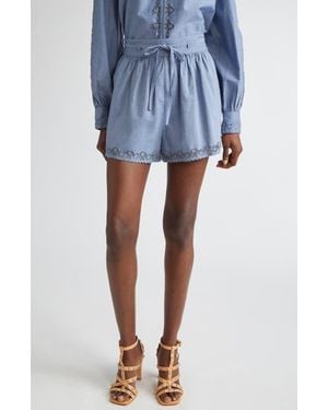 Ulla Johnson Elowen Tie Waist Shorts - Blue