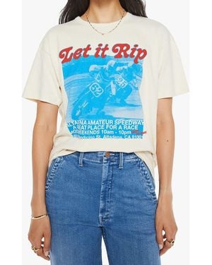 Mother The Sleepover Stretch Cotton Graphic T-Shirt - Blue