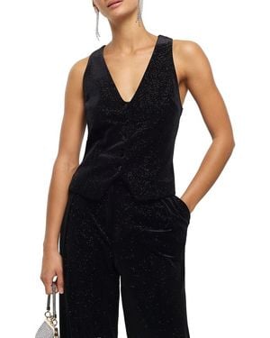 River Island Sparkle Button Front Waistcoat - Black