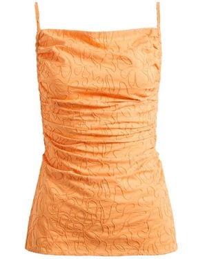 TOPSHOP Embroidered Cotton Blend Camisole - Orange