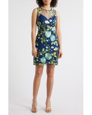 Sam Edelman Embroidered Floral Mesh Minidress - Blue