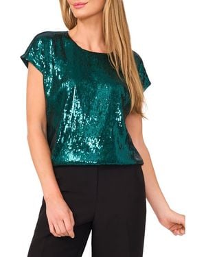 Halogen® Sequin Cap Sleeve Top - Green