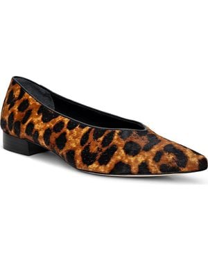 L'Agence Suzanne Genuine Calf Hair Pointed Toe Flat - Black