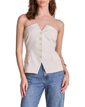 Endless Rose Button Front Strapless Top - Blue