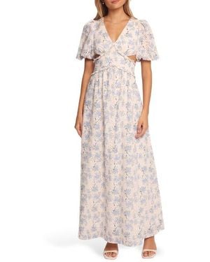 Petal & Pup Jemima Floral Eyelet Cutout Maxi Dress - Multicolor