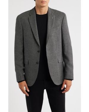 AllSaints Ross Slim Fit Micro Houndstooth Sport Coat - Gray