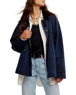 Free People Cori Waxed Cotton Jacket - Blue