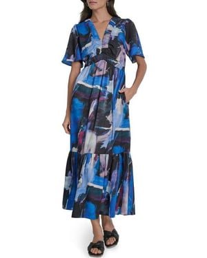 DKNY V-Neck Linen Maxi Dress in Natural | Lyst DKNY V-Neck Linen Maxi Dress in Natural | Lyst