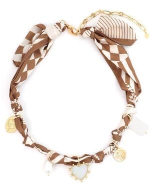 Panacea Charm Scarf Necklace - White