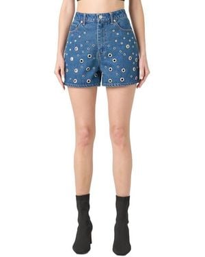 Blank NYC Grommet High Waist Denim Shorts - Blue