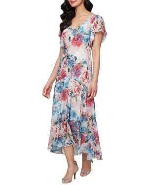 Alex Evenings Floral Burnout Chiffon Cocktail Dress - Multicolor