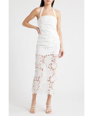 DELFI Collective Galina Eyelet Lace Halter Cocktail Dress - White