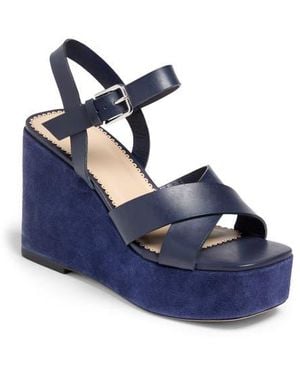 Cinq À Sept Sasha Platform Wedge Ankle Strap Sandal - Blue