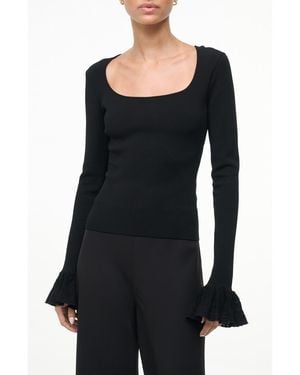 STAUD Shelley Frill Sleeve Top - Black