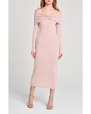Wayf Alice Off The Shoulder Long Sleeve Knit Dress - Pink