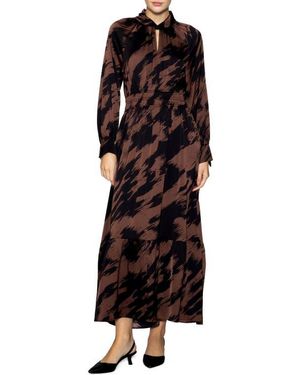 long sleeve dress black tie Tuckernuck Black Tie Front Bow Bea Maxi Dress Black / XXS