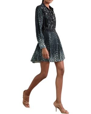 Reiss Ali Pleated Long Sleeve Mini Shirtdress - Black
