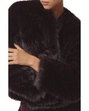 Reiss Marco Faux Fur Jacket - Black