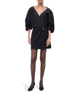STAUD Orion Mixed Media Minidress - Black