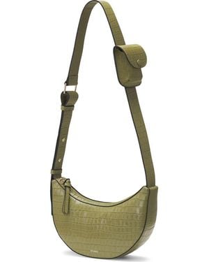 orYANY Rookie Crescent Croc Embossed Leather Crossbody Bag - Green