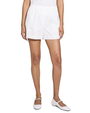 Theory Stripe Cotton Boxers Shorts - White