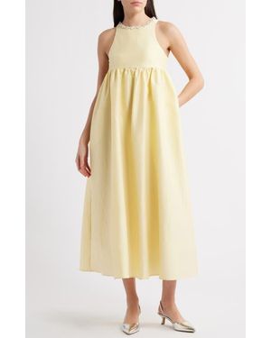 Sister Jane Darya Jewel Neck Sleeveless Midi Dress - Yellow
