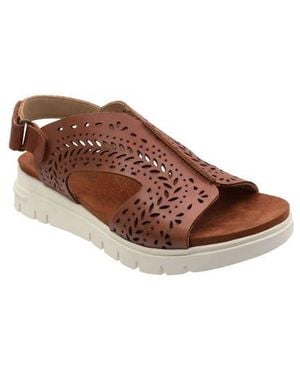 David Tate Moda Slingback Platform Wedge Sandal - Brown