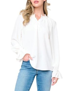 Gibsonlook Chloe Boho Ruffle Button-Up Shirt - White