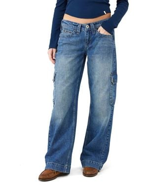 BDG Kayla Low Rise Wide Leg Cargo Jeans - Blue