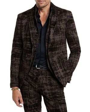 John Varvatos Dalton Slim Fit Flocked Sport Coat With Removable Vest - Black