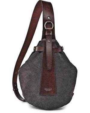 Old Trend Daisy Leather Trim Sling Bag - Black