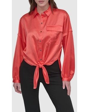 DKNY Front Tie Top - Red