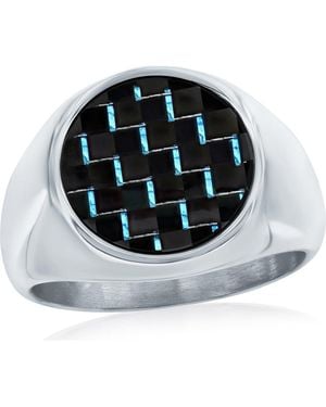 Metallo Carbon Fiber Signet Ring - Black