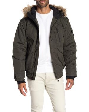 Noize Faux Fur Hooded Bomber Jacket - Black