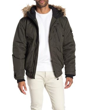 Noize Faux Fur Hooded Bomber Jacket - Black