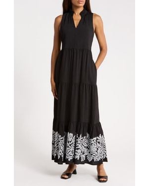 Halogen® Sleeveless Tiered Maxi Dress - Black