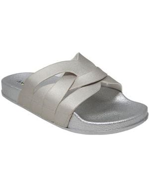 GAAHUU Crisscross Strap Slide Sandal - Gray