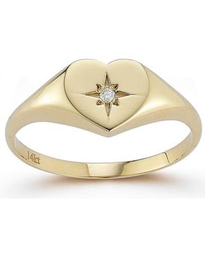 Ember Fine Jewelry 14K Diamond Heart Star Signet Ring - Metallic