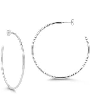 Chloe and Madison 14K Plated Sterling Hoop Earrings - White