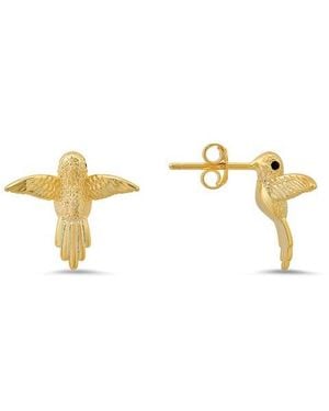 Queen Jewels Hummingbird Stud Earrings - Metallic