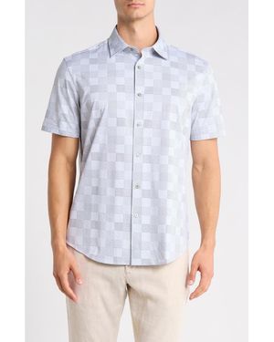 Bugatchi Short Sleeve Woven Shirt - Blue