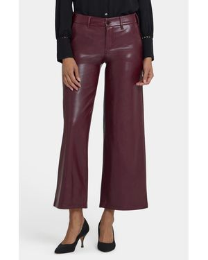 NYDJ Faux Leather Wide Leg Ankle Pants - Purple