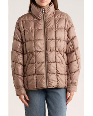 BCBGeneration Zip Quilted Short Puffer Jacket - Brown