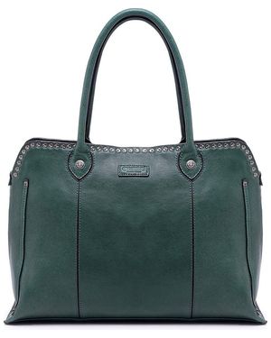 Old Trend Soul Stud Leather Satchel Bag - Green