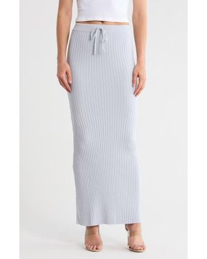 GOOD AMERICAN Terry Ribbed Maxi Skirt - White