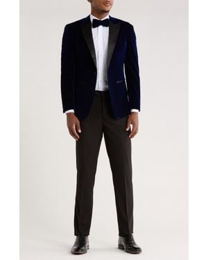 Gino Vitale Two-Piece Velvet Birdseye Lapel Slim Fit Tuxedo - Black