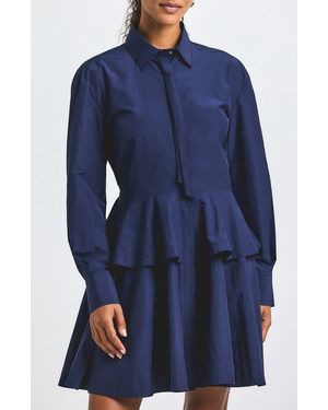 10 Crosby Derek Lam Azure Woven Peplum Shirt - Blue