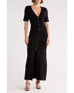 LBLC The Label Goldie Buttoned Midi Dress - Black